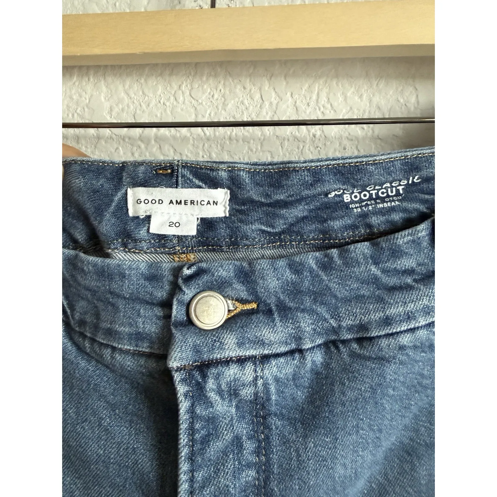 Good American Jeans Women's Size 20 Stretch Good Classic Bootcut Denim Raw Hem - Image 5