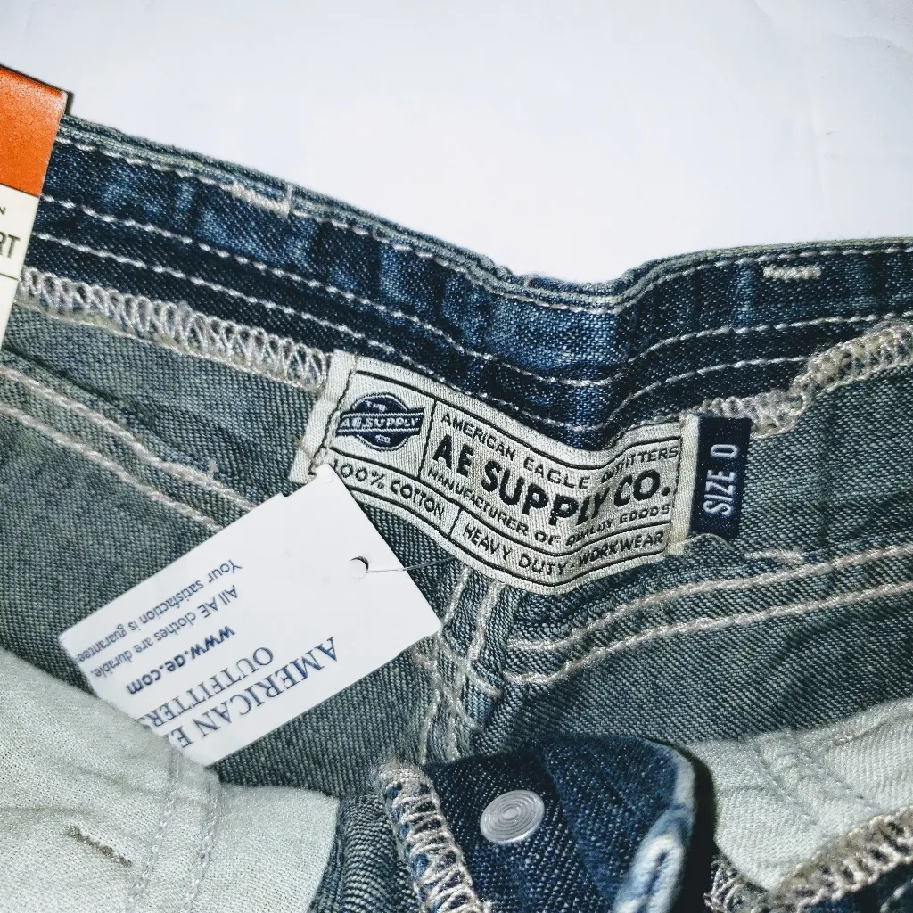 NEW‎ American Eagle Womens 0 XXS XS Cargo Shorts Dark Denim Jean VTG 00's NWT - Image 3