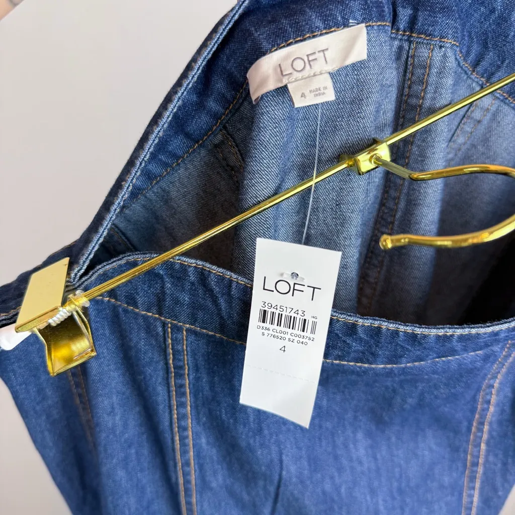 NWT Loft Denim Chambray Seamed Midi Skirt Size 4 - Image 9