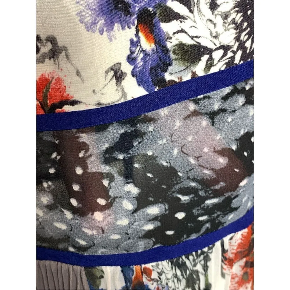 Rebecca Taylor Women's Silk Lined Floral Pleated Mini Dress Multicolor Size 6 - Image 2