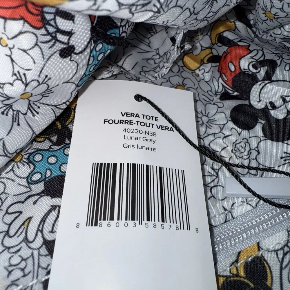 Disney Vera Bradley Vera Tote Lunar Gray Bag Purse Mickey Mouse Featherweight - Image 5