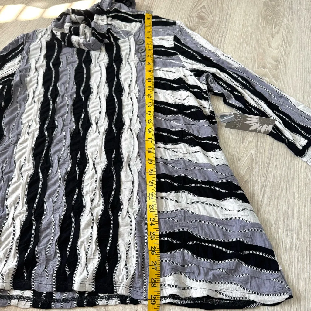 Habitat Clothes to Live In 3D Knit Wavy Textured Cowl Neck Tunic L Lagenlook Art - Image 12