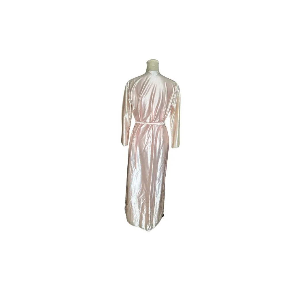 Vintage Lorraine Peignoir Set | Blush Pink Satin Nightgown & Robe | 1980s Embroi - Image 3