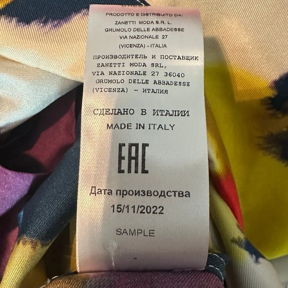 Sara Roka Elenat Silk Midi Dress Watercolor Abstract Floral Size IT 40 Small - Image 6