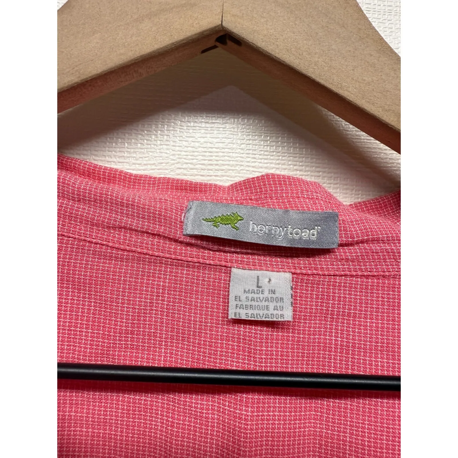 Horny Toad Women Top Sz L Long Sleeve Button Up‎ Organic Cotton Lightweight Pink - Image 3