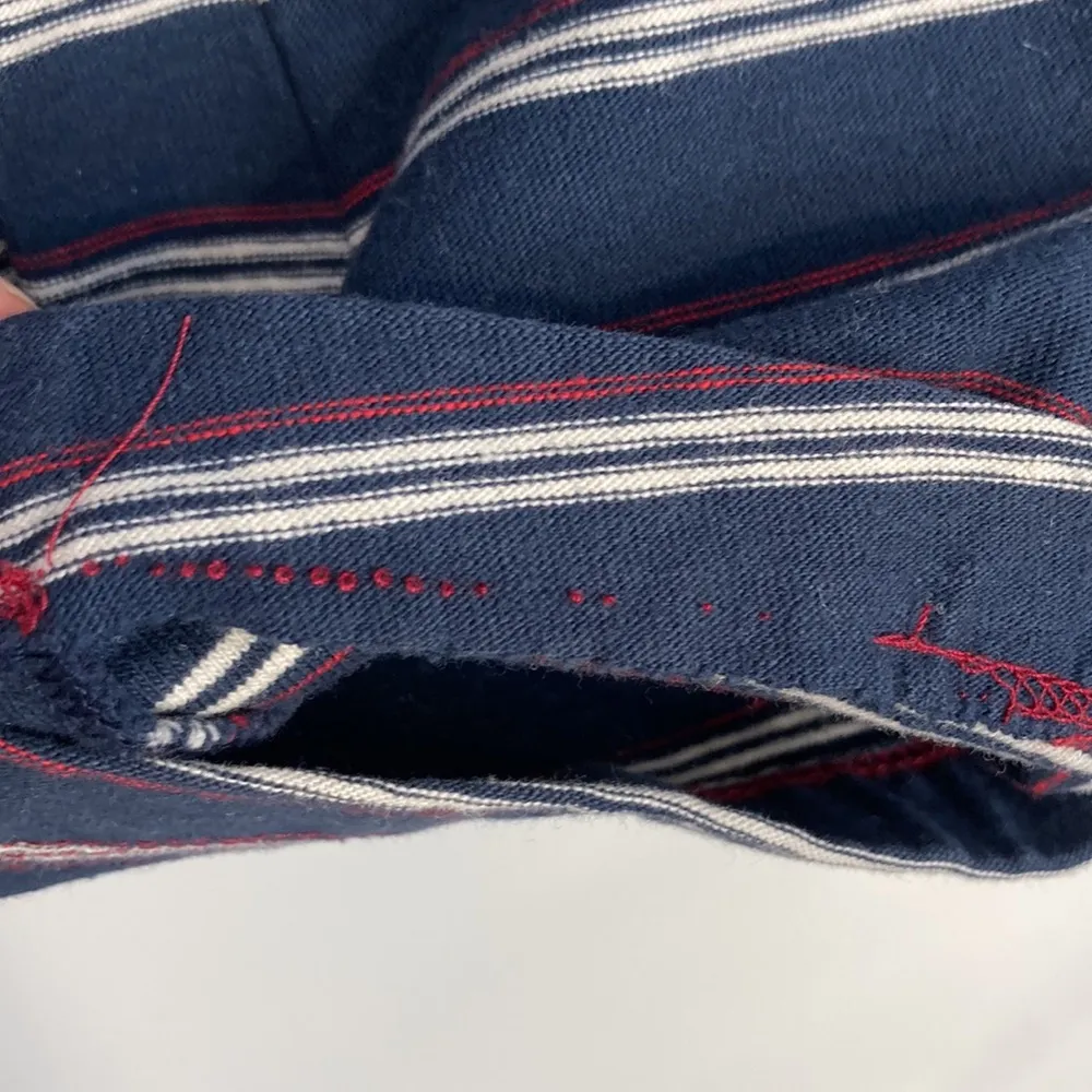 Striped Navy Blue Long Sleeve Top sz Small - Image 7