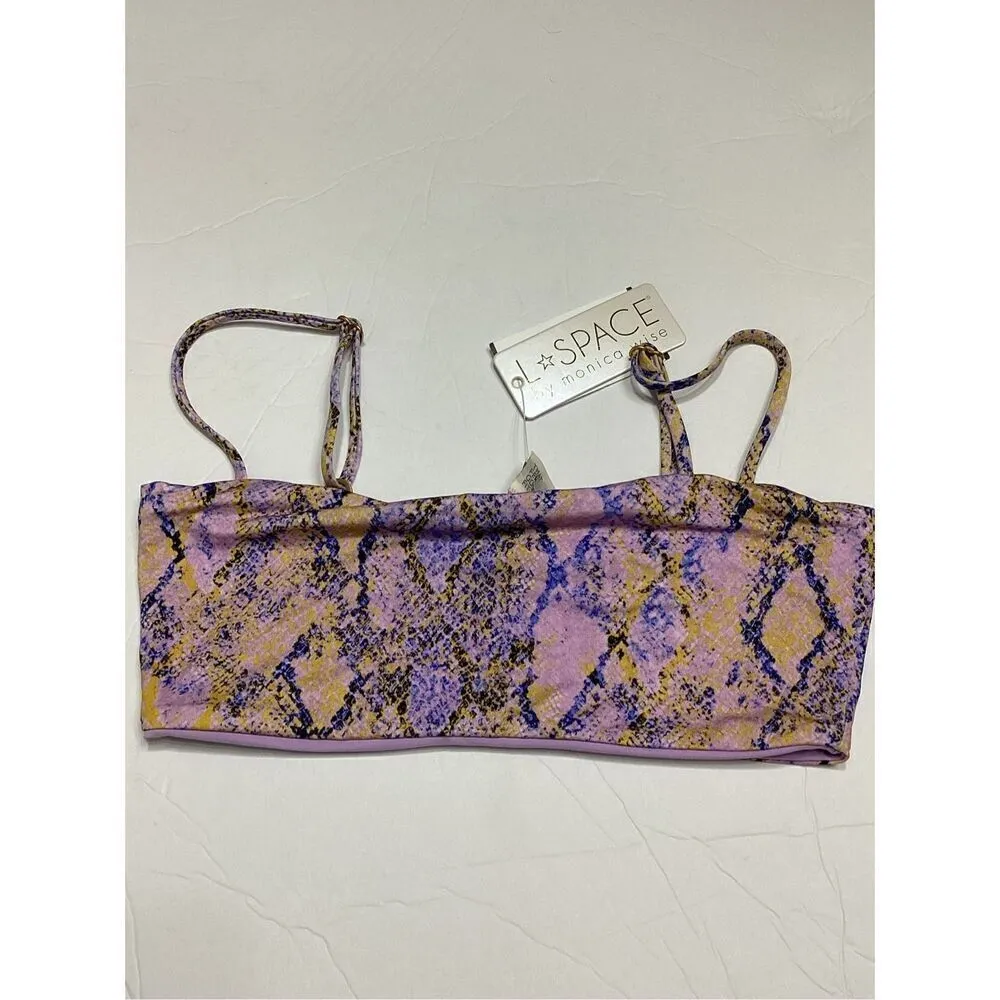 New. L*SPACE Purple snake print bikini top. Small. Retails $88 - Image 9