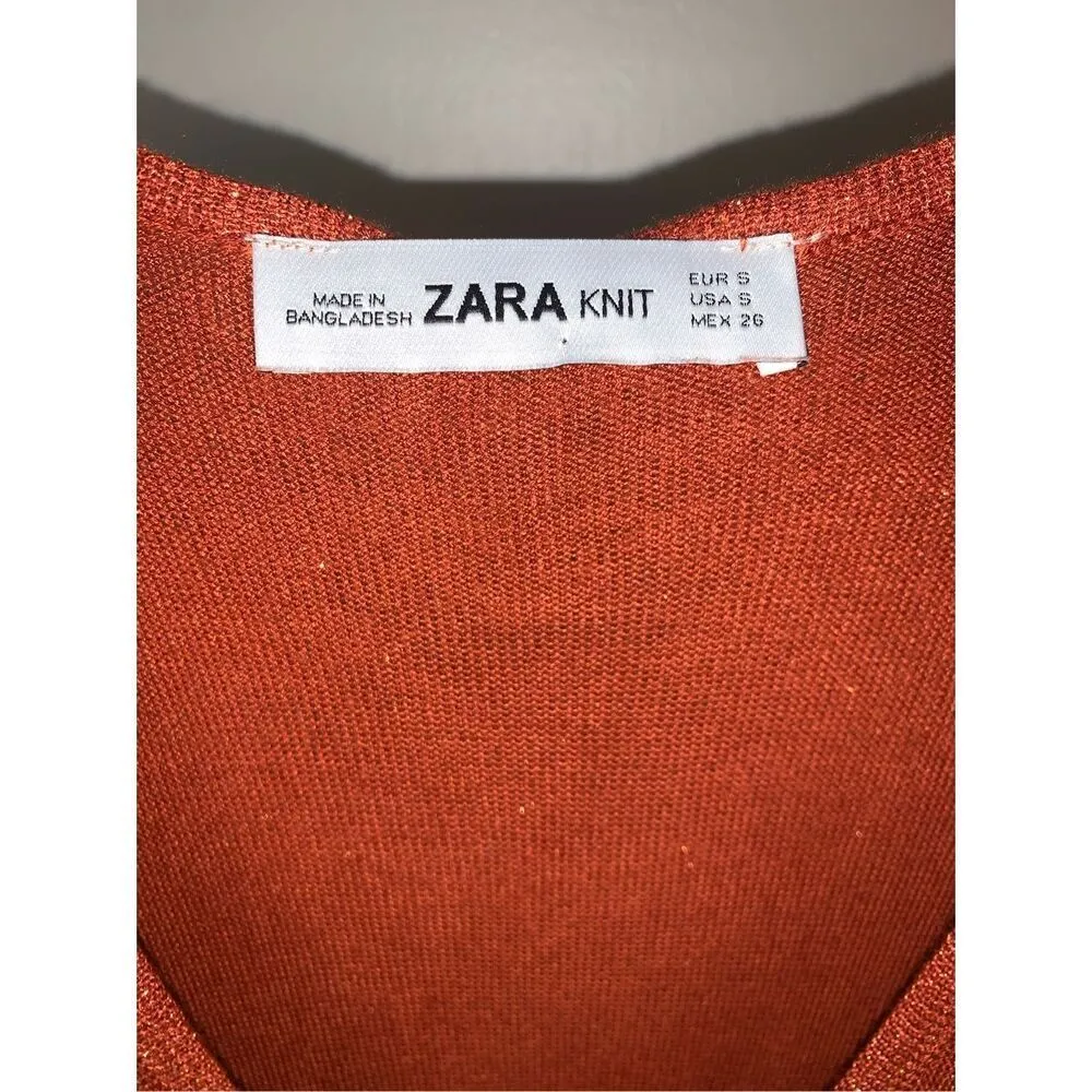 ZARA Rust Orange Metallic Maxi Dress - Image 7