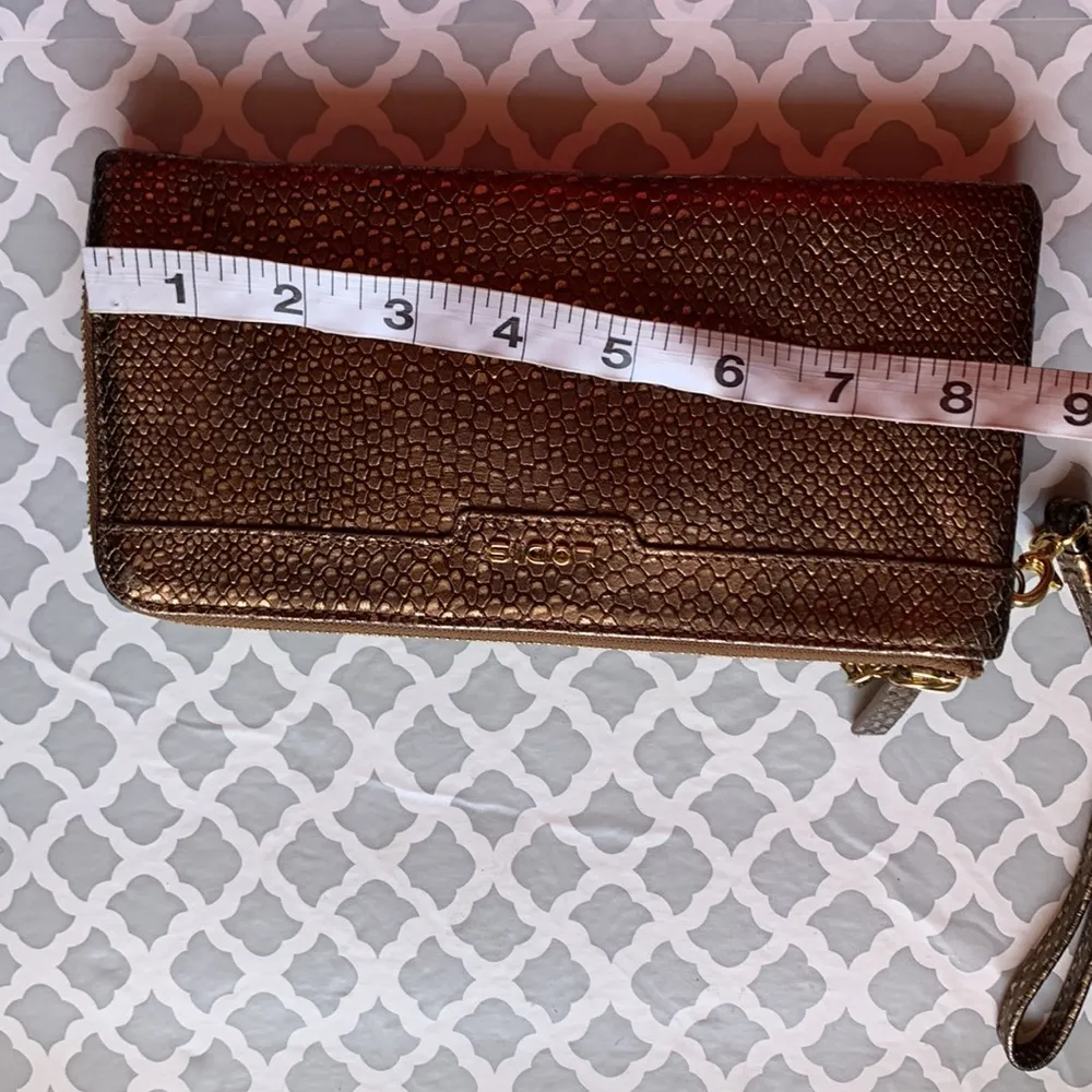 Lodis Italian Leather Double‎ Zip Wristlet Wallet Bronze Python - Image 13