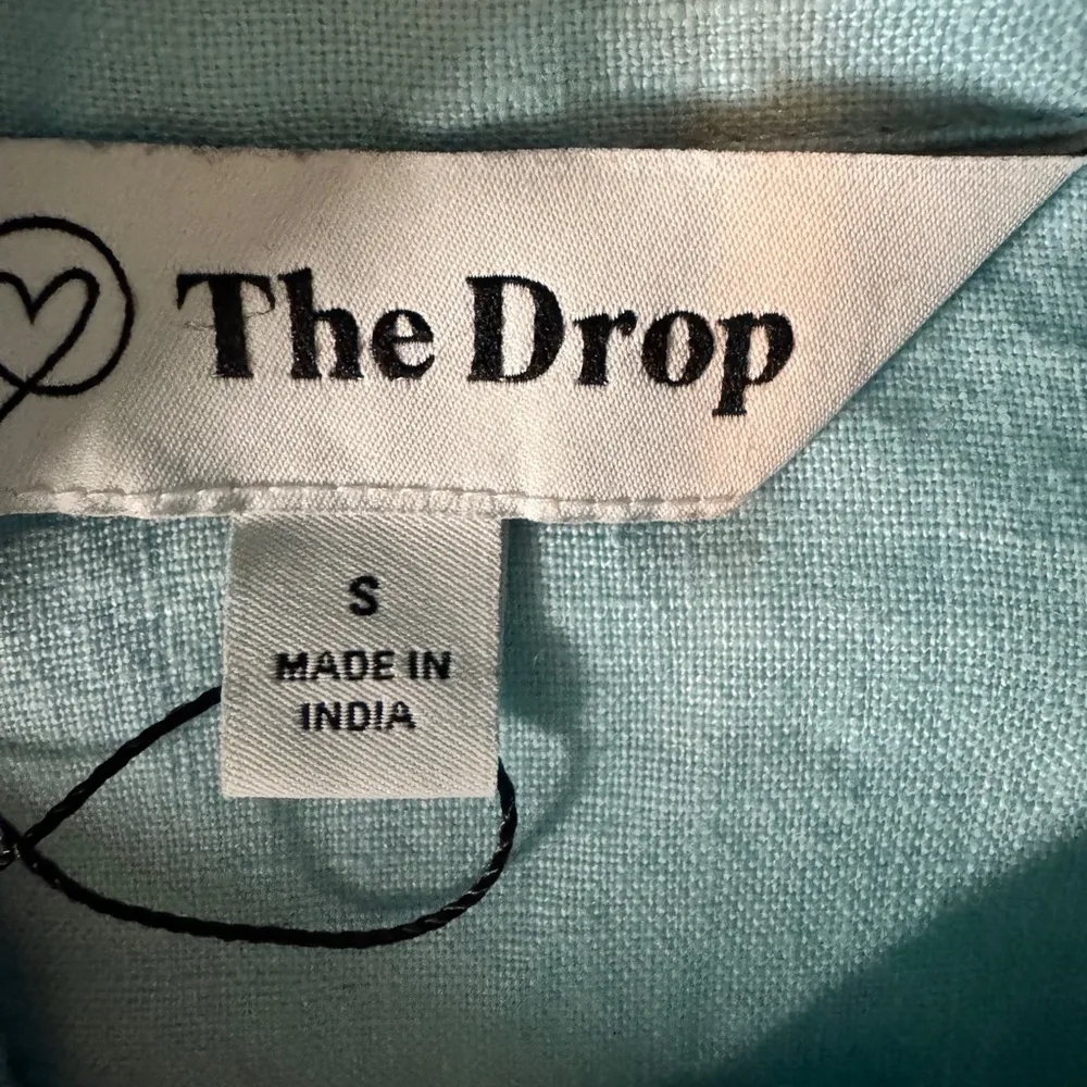 The Drop 100% Linen Women's Long Sleeve Oversized Shirt Dress Size Small F23 Blue - Image 13