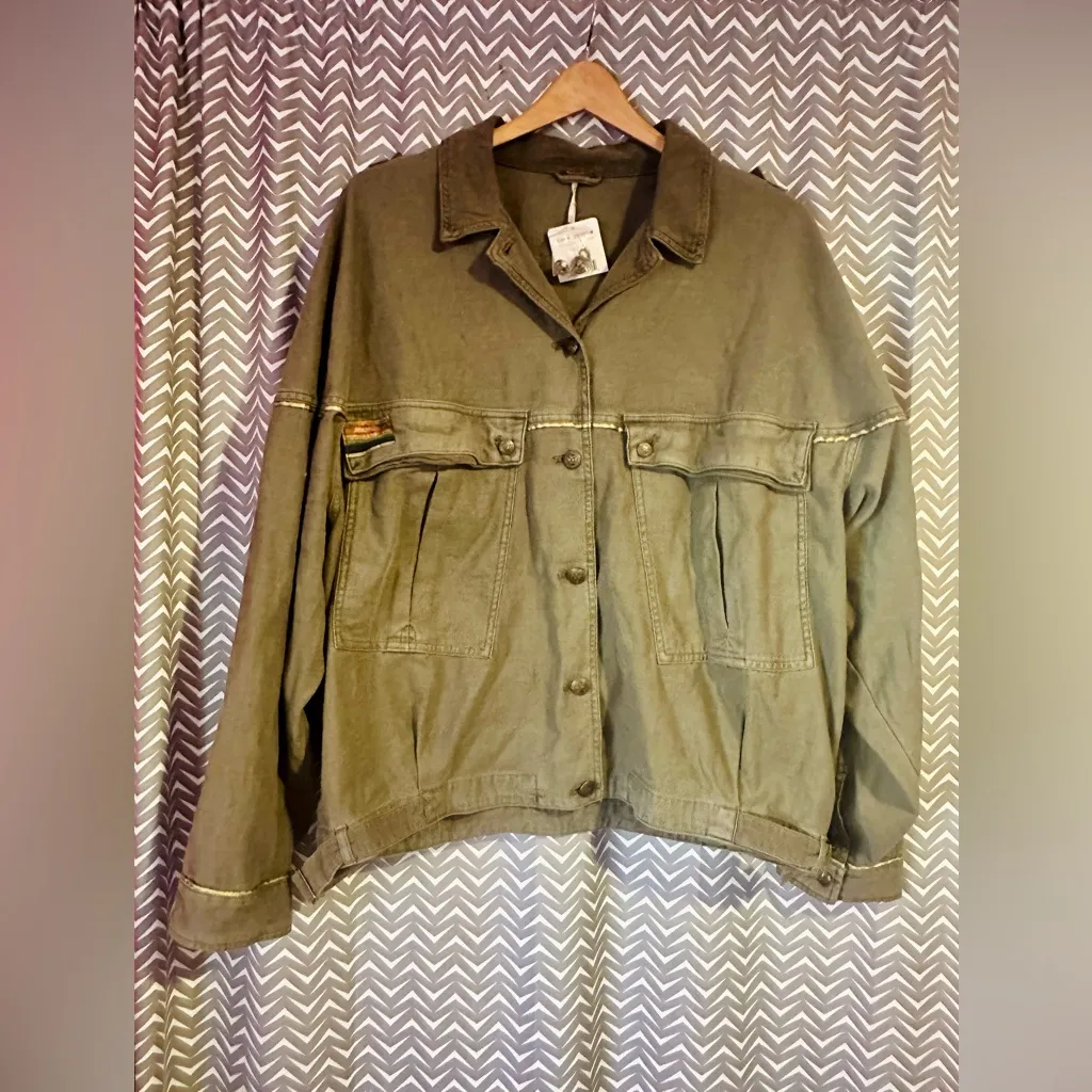 Free People | Slouchy Military Jacket, Size L - Image 4