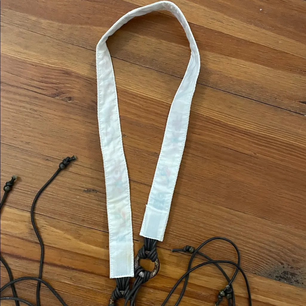 White Floral Embroidered Macarame Strap Tie Belt One Size - Image 8