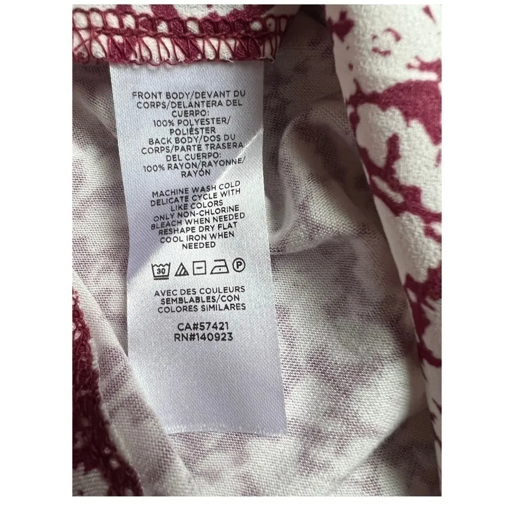 LOFT sleeveless red & white charming floral ruffle top blouse small petites - Image 10