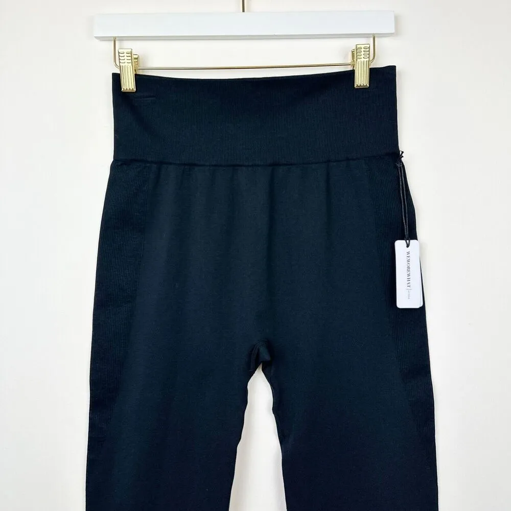WeWoreWhat Seamless Ribbed Leggings Black High Waisted Stretch Revolve M NWT - Image 7