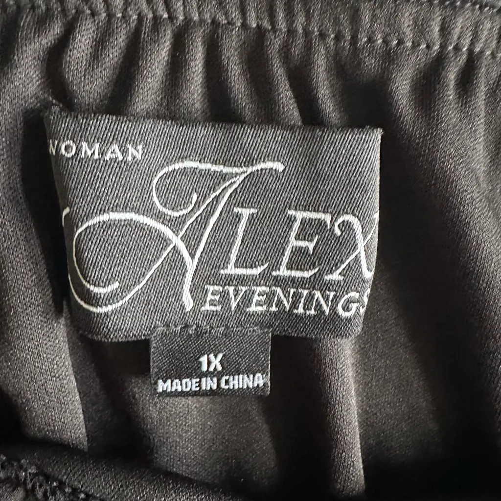 Alex Evenings NWT Womens Plus Size 1X Black Sheer Overlay Maxi Skirt Paty - Image 3