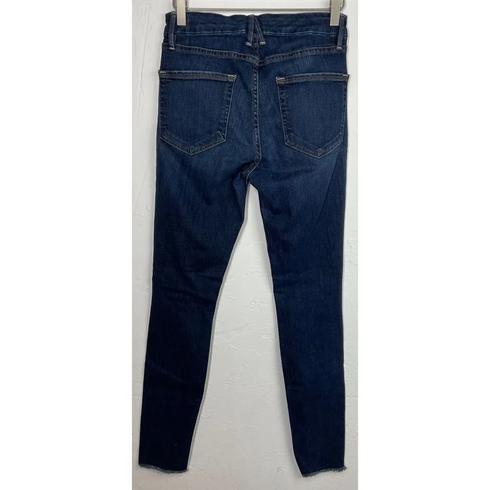 Good American Blue 003 Good Legs Distressed Raw Hem Skinny Jeans 4/27 - Image 4