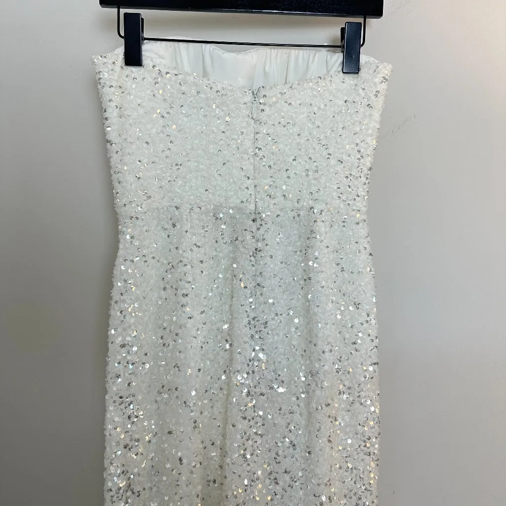 HELSI Leslie Strapless Sequin Column Midi Dress in White Size Medium - Image 7