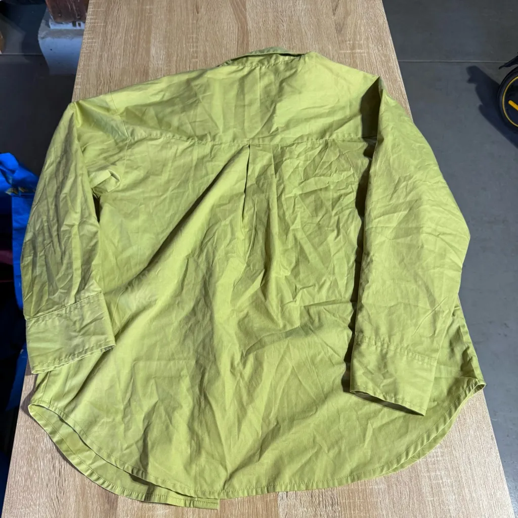 Abercrombie & Fitch Women’s Oversized Lime Green Button-Up cotton blend Shirt XS - Image 5