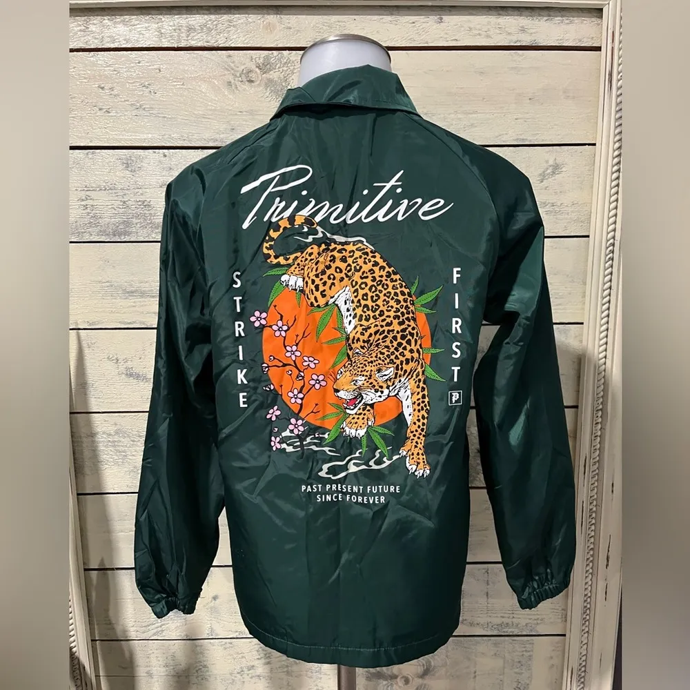 Primitive Green Jacket with Leopard Design Size Medium - Image 5