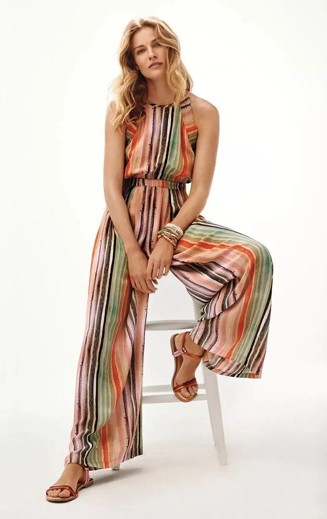 NWT Anthropologie Blank London Gallery Row Watercolor Stripe Print Jumpsuit S - Image 2