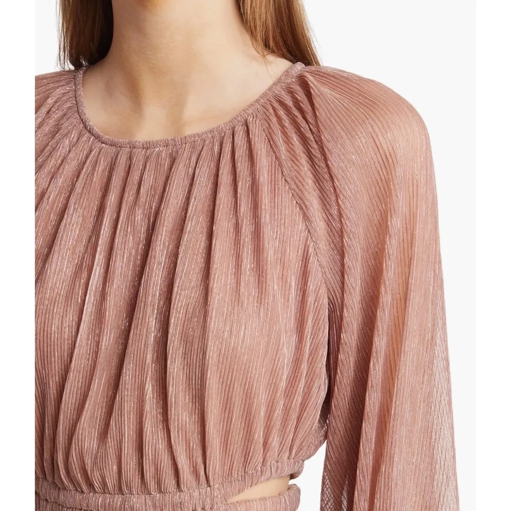 Moon River NWT Tiered Balloon Sleeve Cutout Shirred Maxi Dress - Image 5