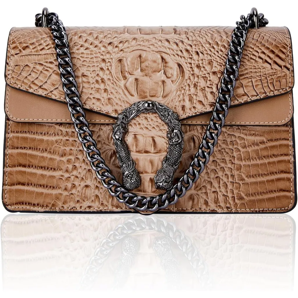 ⚡ Women's Brown Snake Vegan Leather Print Casual Satchel Crossbody Handbag - Image 3