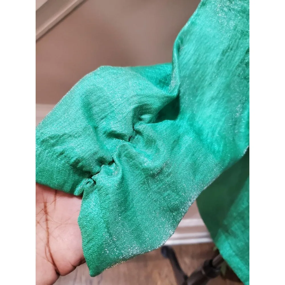 Choices Women's Green Rayon Open Front Long Sleeve Blazer Jacket Size Large - Image 4