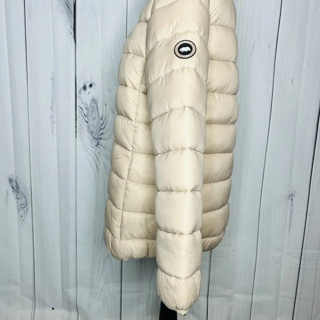 California City Wear Hooded Down Puffer Jacket Lightweight Tan Coat Size L Size L - Image 8