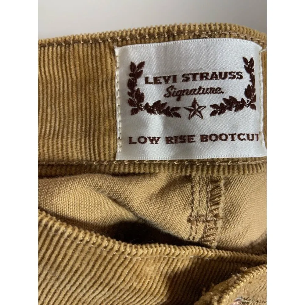 VTG Levi Strauss Signature Low Rise Bootcut Corduroy Y2K Flap Pockets Brown 16 - Image 3