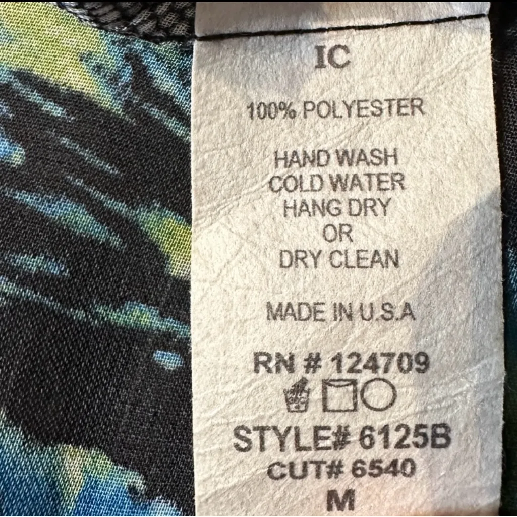 IC by Connie K Peacock Print 3/4 Sleeve Sheer Pockets Blouse Womens Medium Blue - Image 12