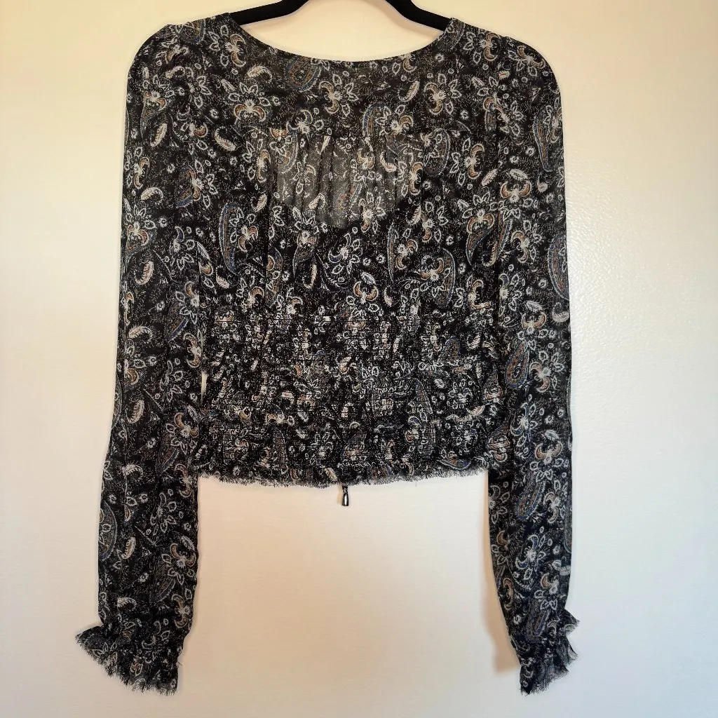 Free People Smocked Tiered Paisley Cropped Top in XS - Image 3