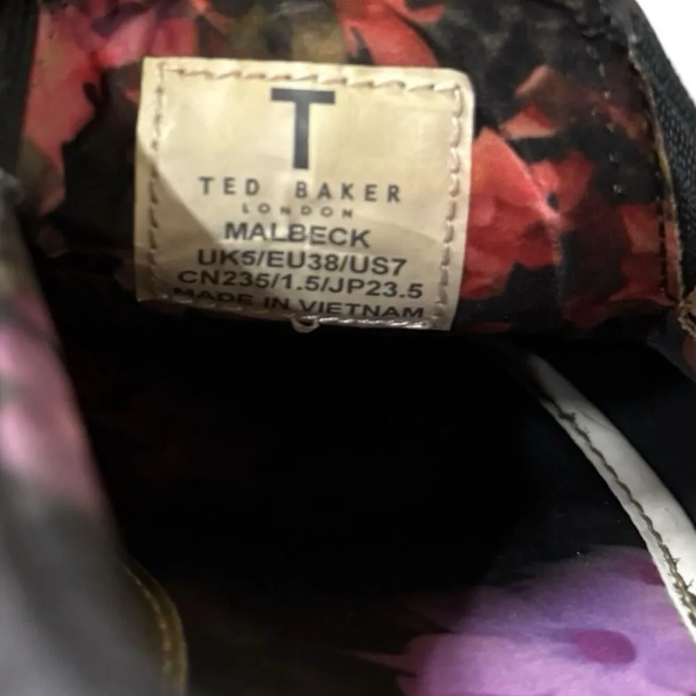 Ted Baker Sneakers Womens 7 Black Pink Multi Floral Flower Malbeck Sneakers Boho - Image 10