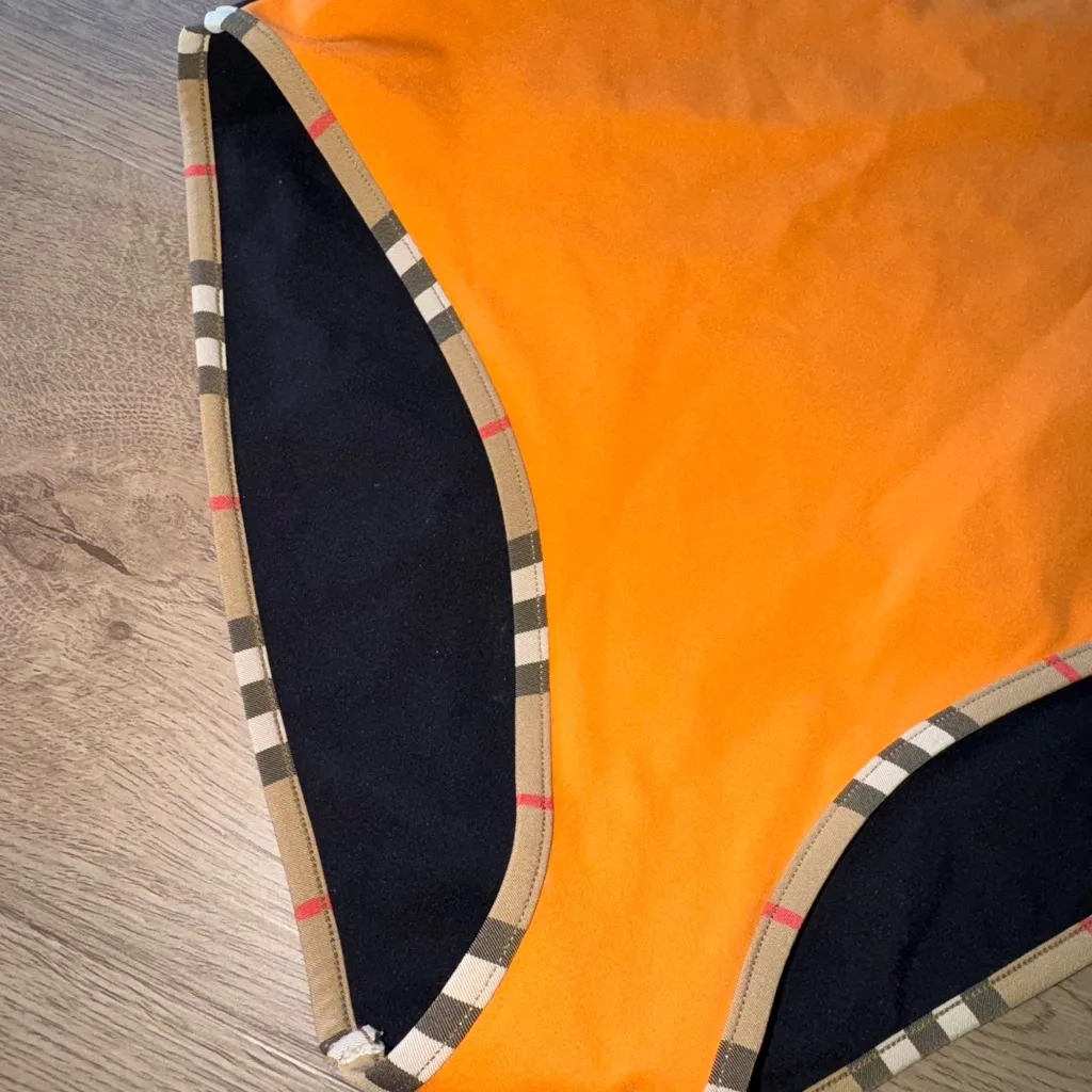 Burberry Icon Stripe Trim One Piece Women’s Bright Orange Swimsuit Size Small - Image 8