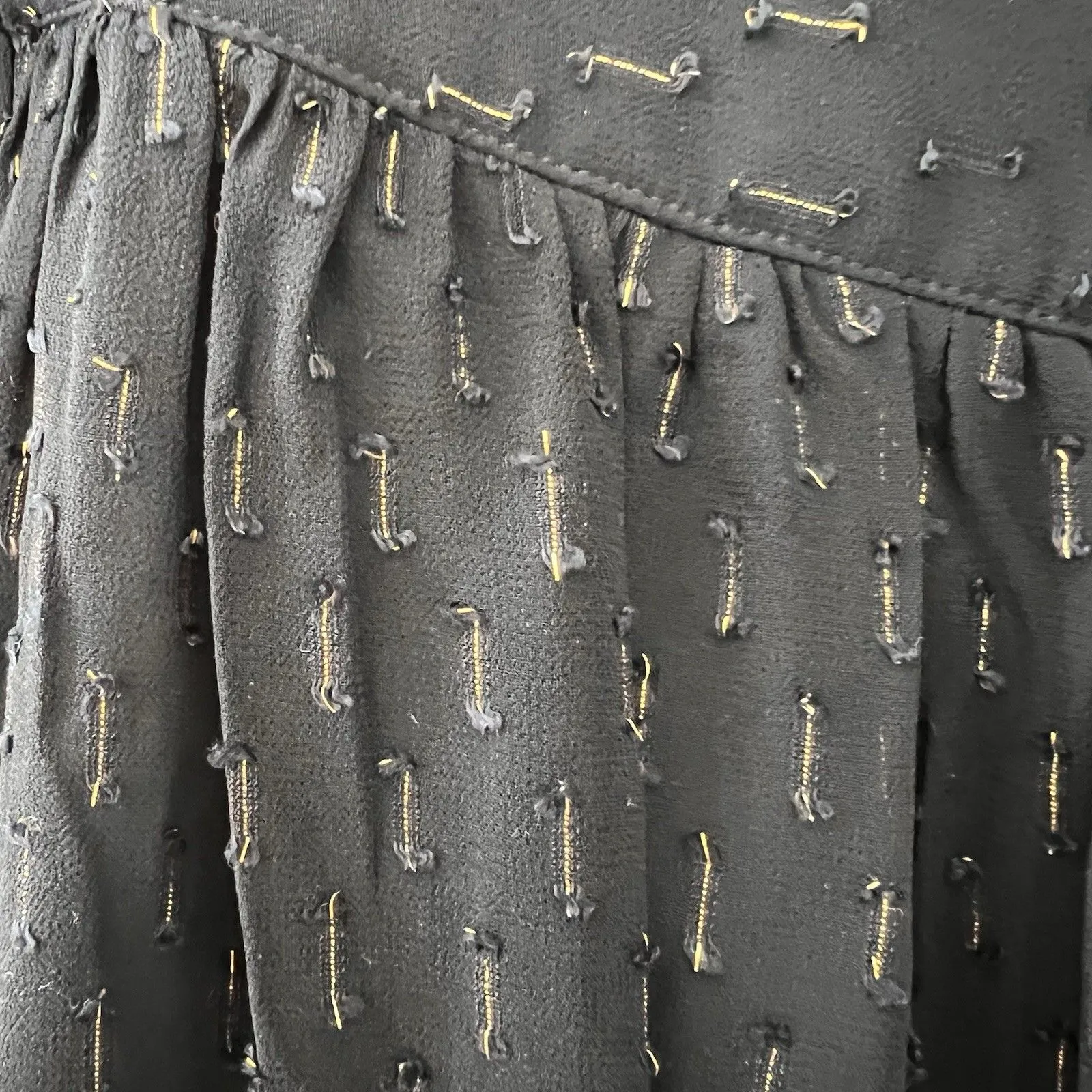 J. Crew Navy Blue & Gold Thread Skirt Size 12 Back Zip Layered Lined Sheer EUC - Image 6