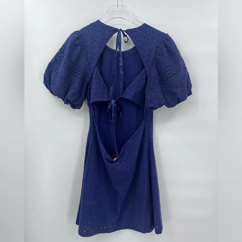 Free People apricot rose‎ puff sleeve eyelet cotton lined dress size xl NWT - Image 7