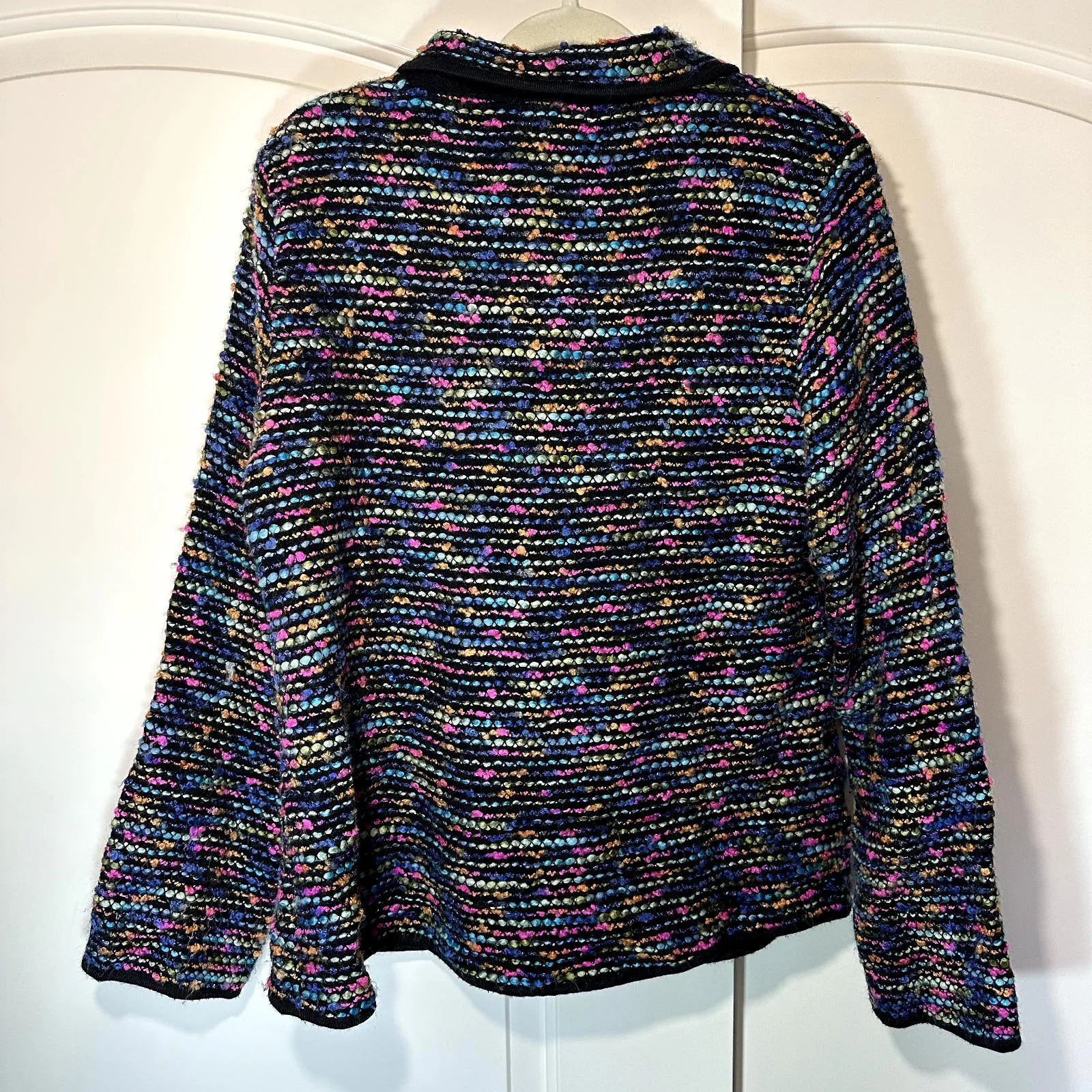 Laura Ashley Vintage‎ Wool Blend Yarn Colorful Cardigan Blazer Jacket Womens L - Image 3
