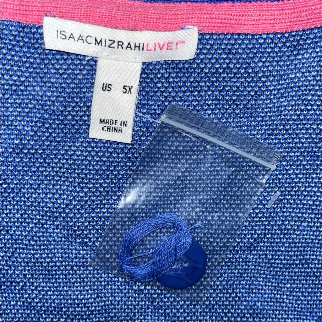 Isaac Mizrahi Live! NWT Sz 5X Blue Patterned Oversized Boxy Fit Sweater Cardigan - Image 5