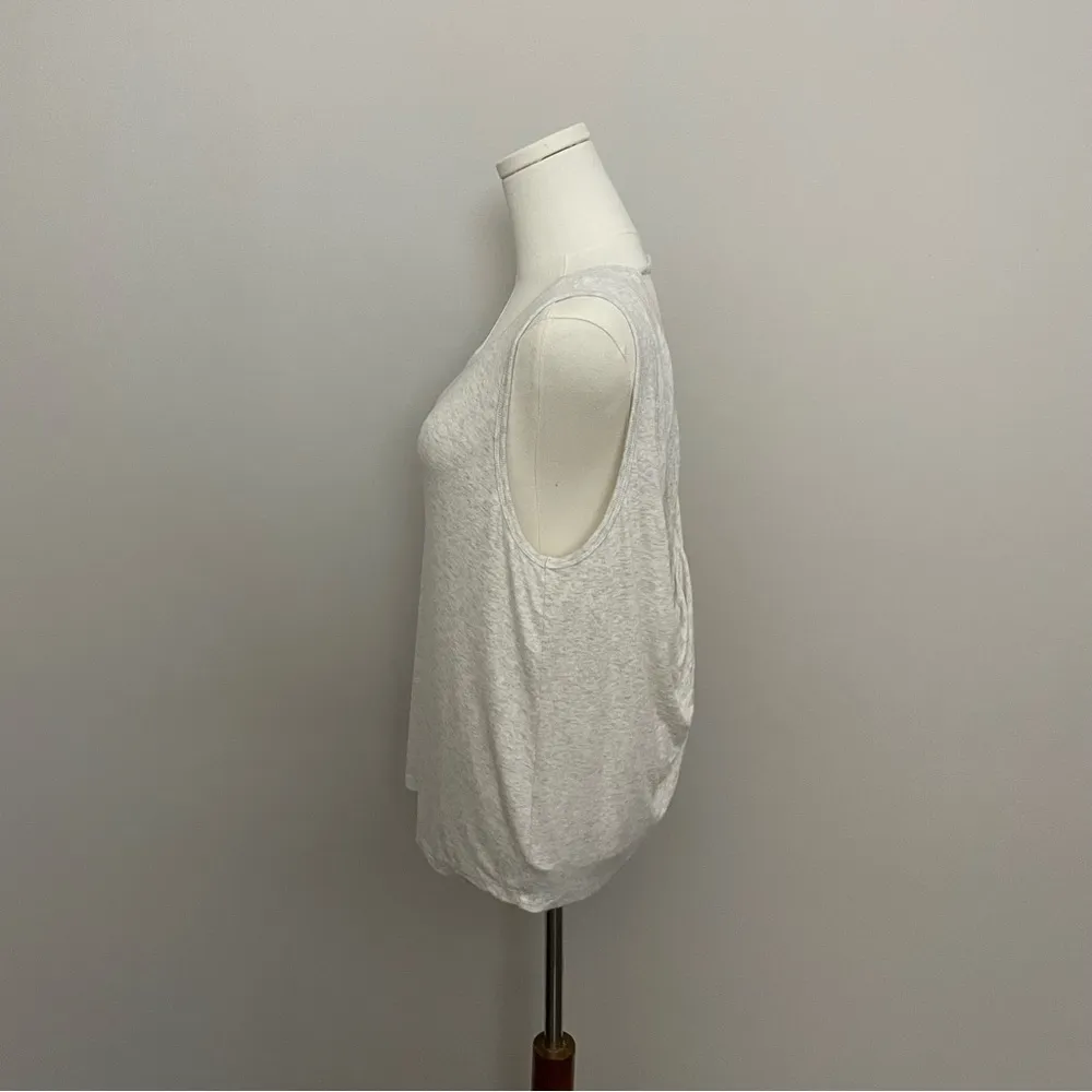 Revive Drap Tank Top Ribbed Open Back Workout Lounge Heathered Oatmeal - Image 5