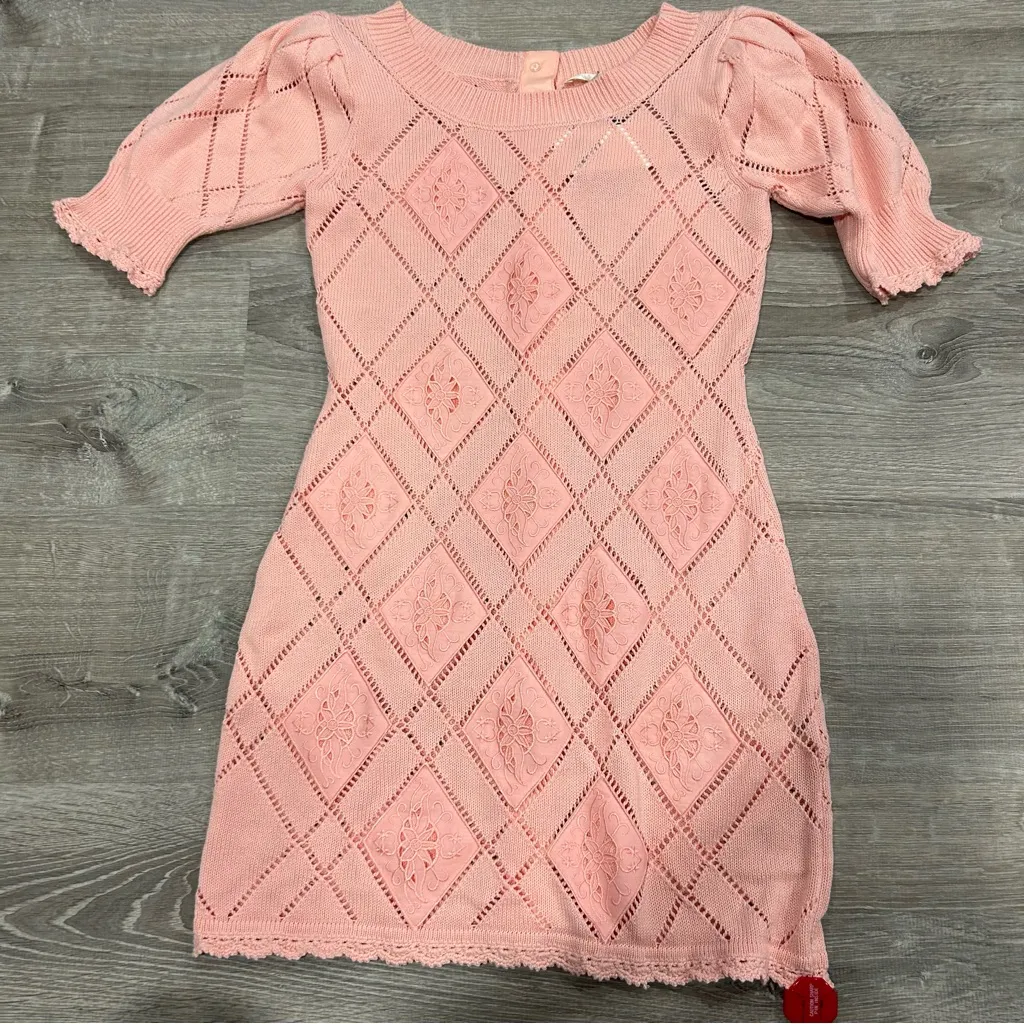 LoveShackFancy Katara Pink Knit Croquette Mini Dress NWT - Image 3