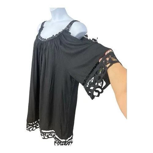 Swimsuit for All Black Crochet Off The Shoulder Cover Up Dress Plus Size 22/24 - Image 4