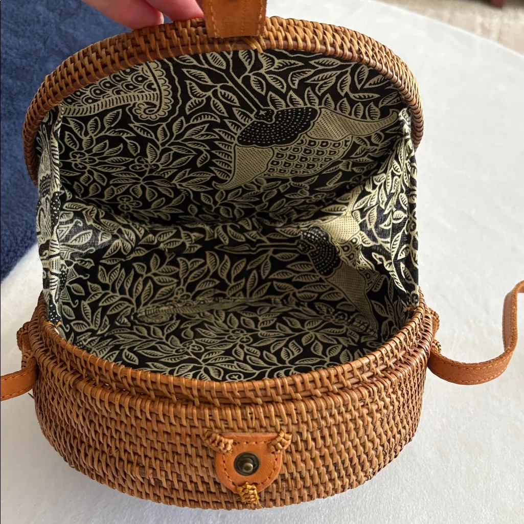 Vintage Boho Bohemian Natural Fiber Round Rattan Bag - Image 5