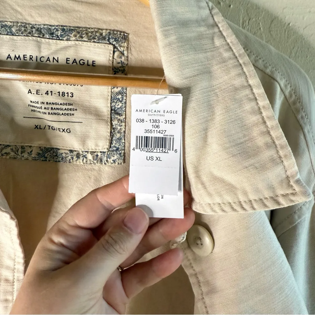 American Eagle Outfitters Cream Military Shacket Shirt Jacket Size XL NWT - Image 5