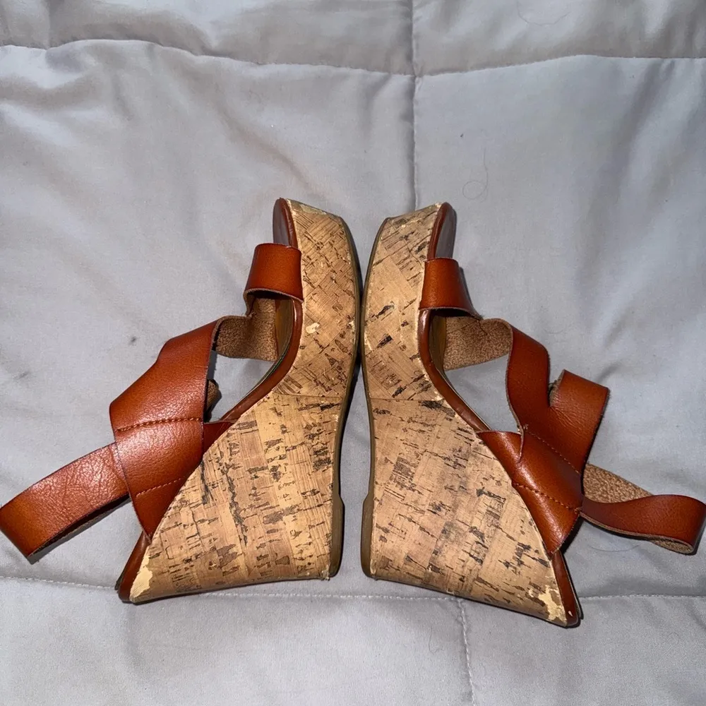 Mossimo Supply Co. Brown Strappy Wedges Size 6 Tan - Image 3