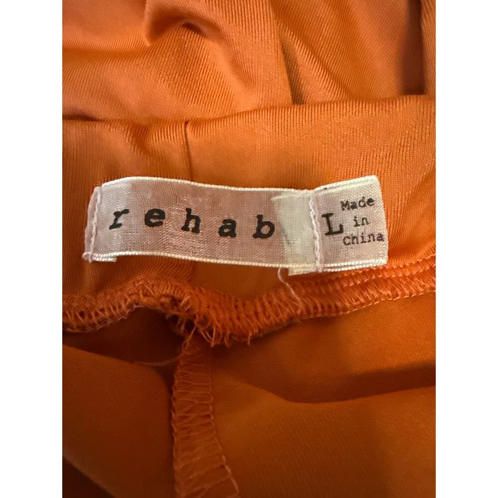 Rehab Orange Studded Fishnet Jeweled Skinny Mid Rise Trousers Leggings Pants L - Image 6