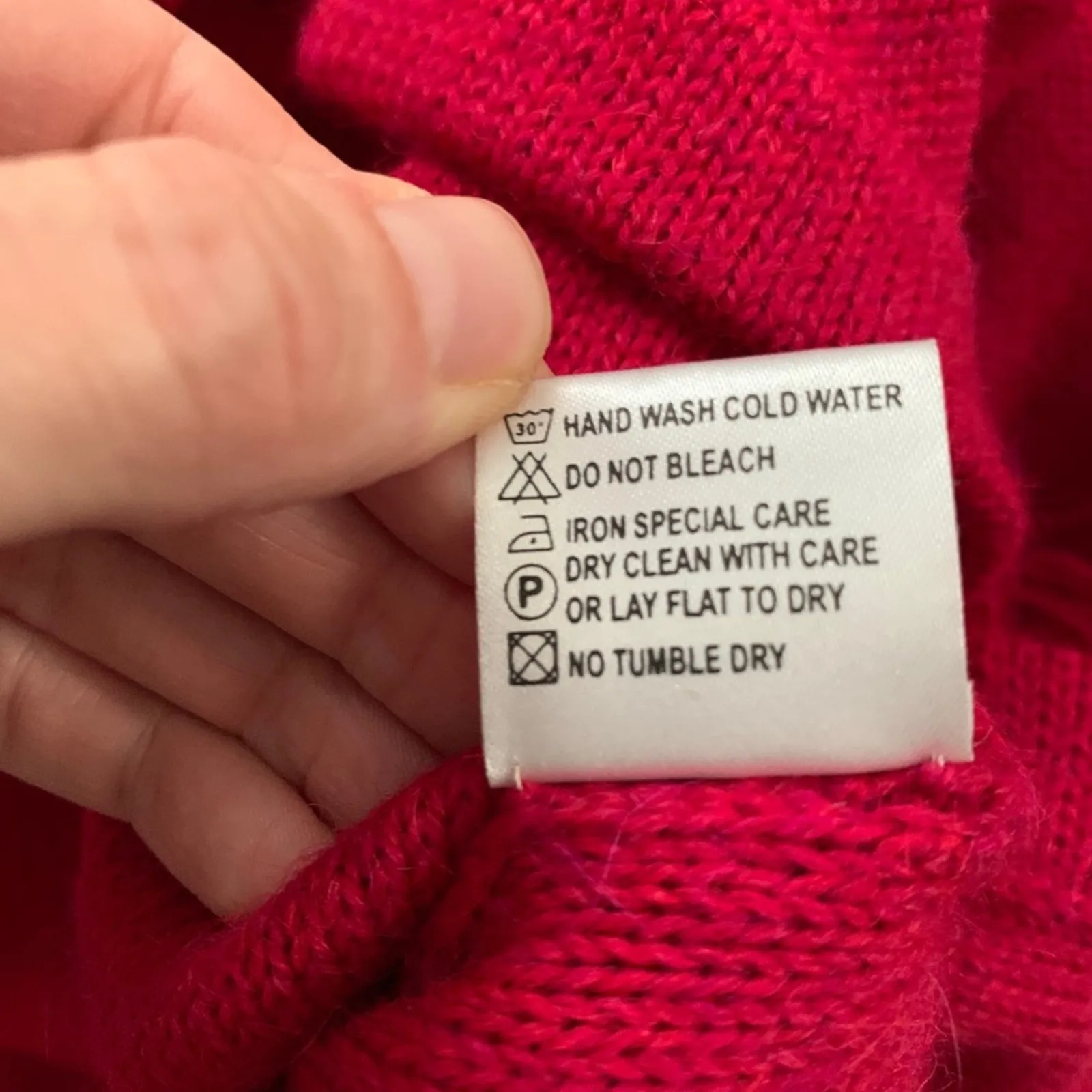 Pure Alpaca Handmade Bright Pink Red Sweater S - Image 4