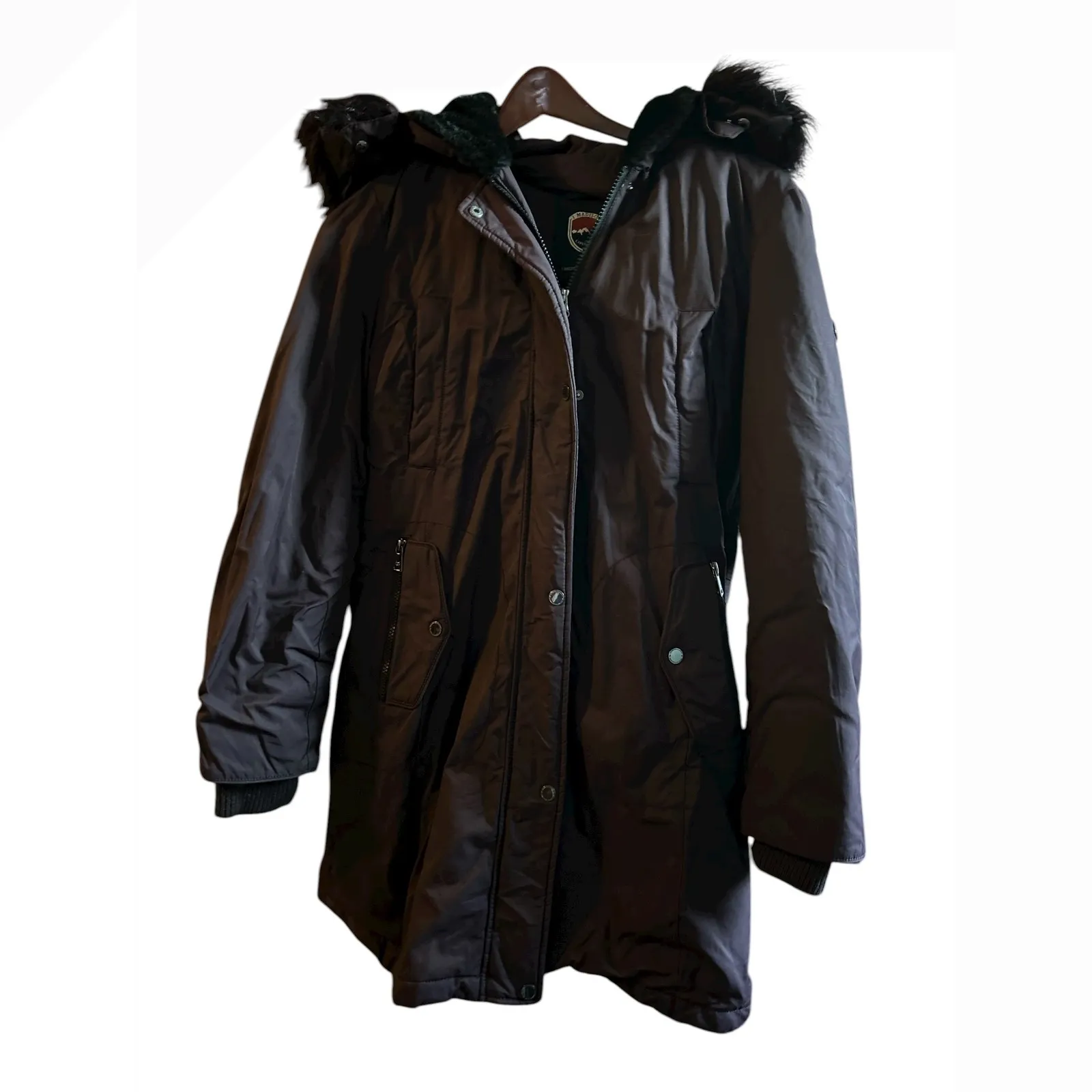 1‎ Madison Expedition Women's Parka Hooded Faux Fur Trim Winter Coat Purple Size M - Image 6