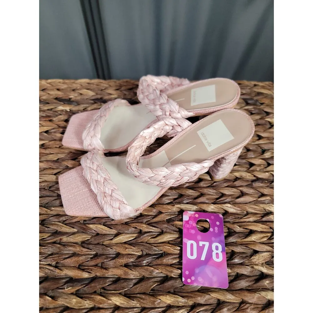 Dolce Vita Paily Women 8 Pink Raffia Braided Straps Party Preppy Strappy Sandals - Image 4