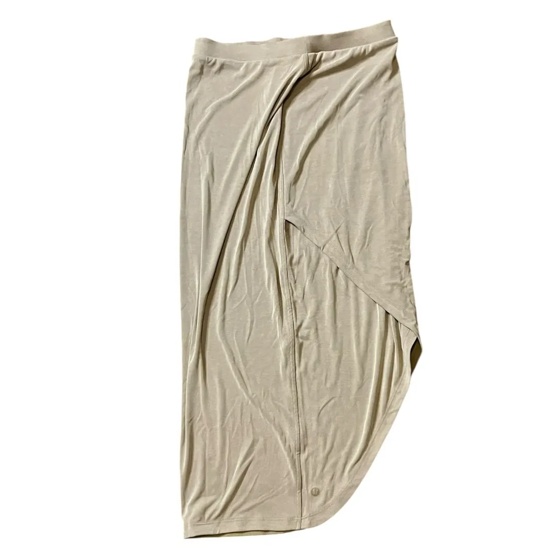 Lululemon Drapey Softstreme Column Midi Skirt Size M Tan Retail $118 - Image 2