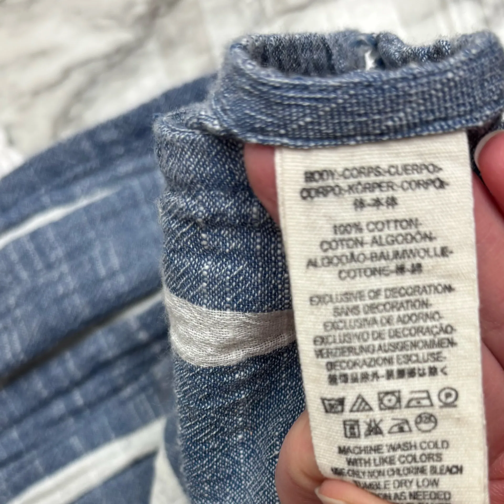 Free People Blue white Tank top side Slit 100% Cotton size XS Sleeveless Classic - Image 6