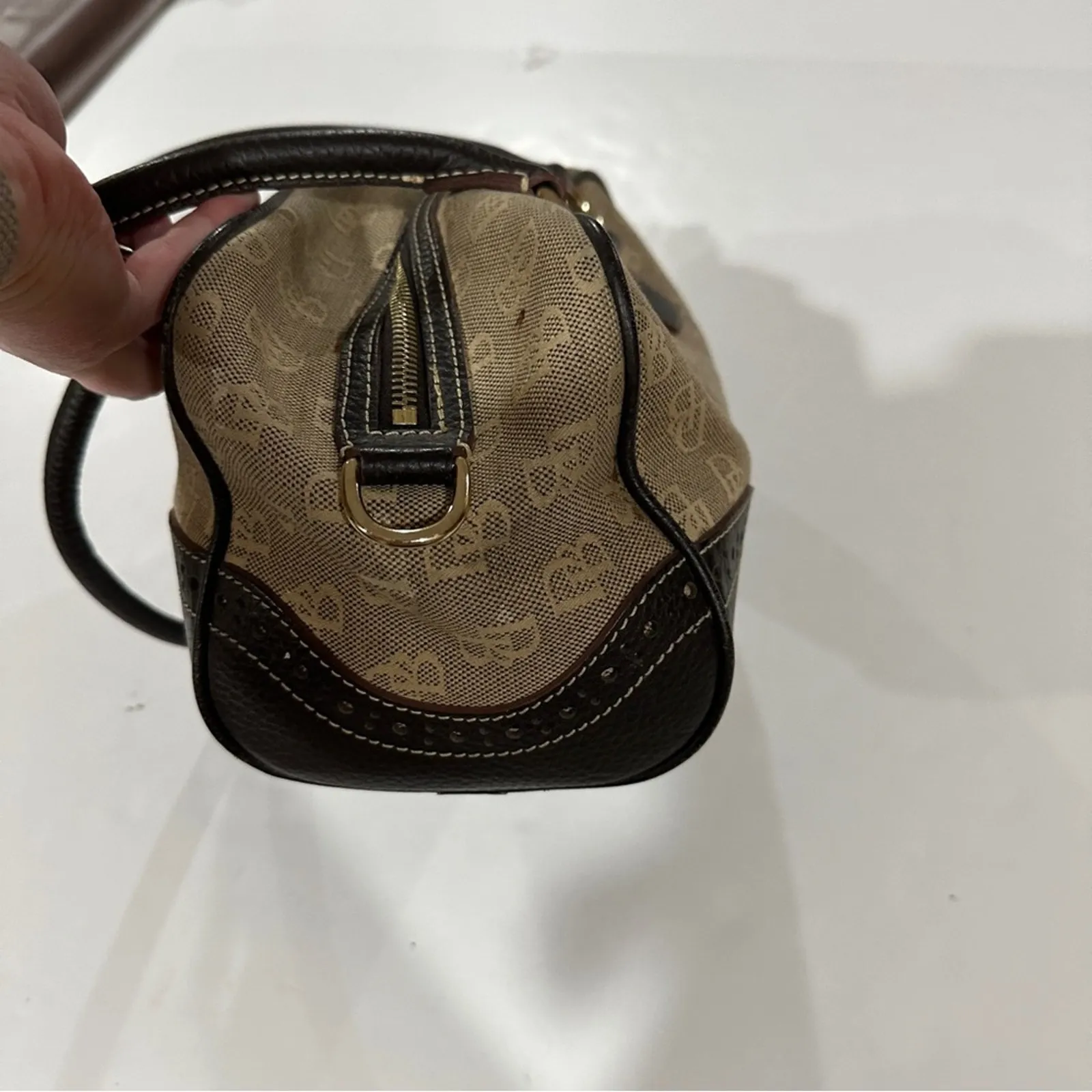 Vintage Dooney &‎ Bourke Canvas Leather Satchel Shoulder Bag - Image 6